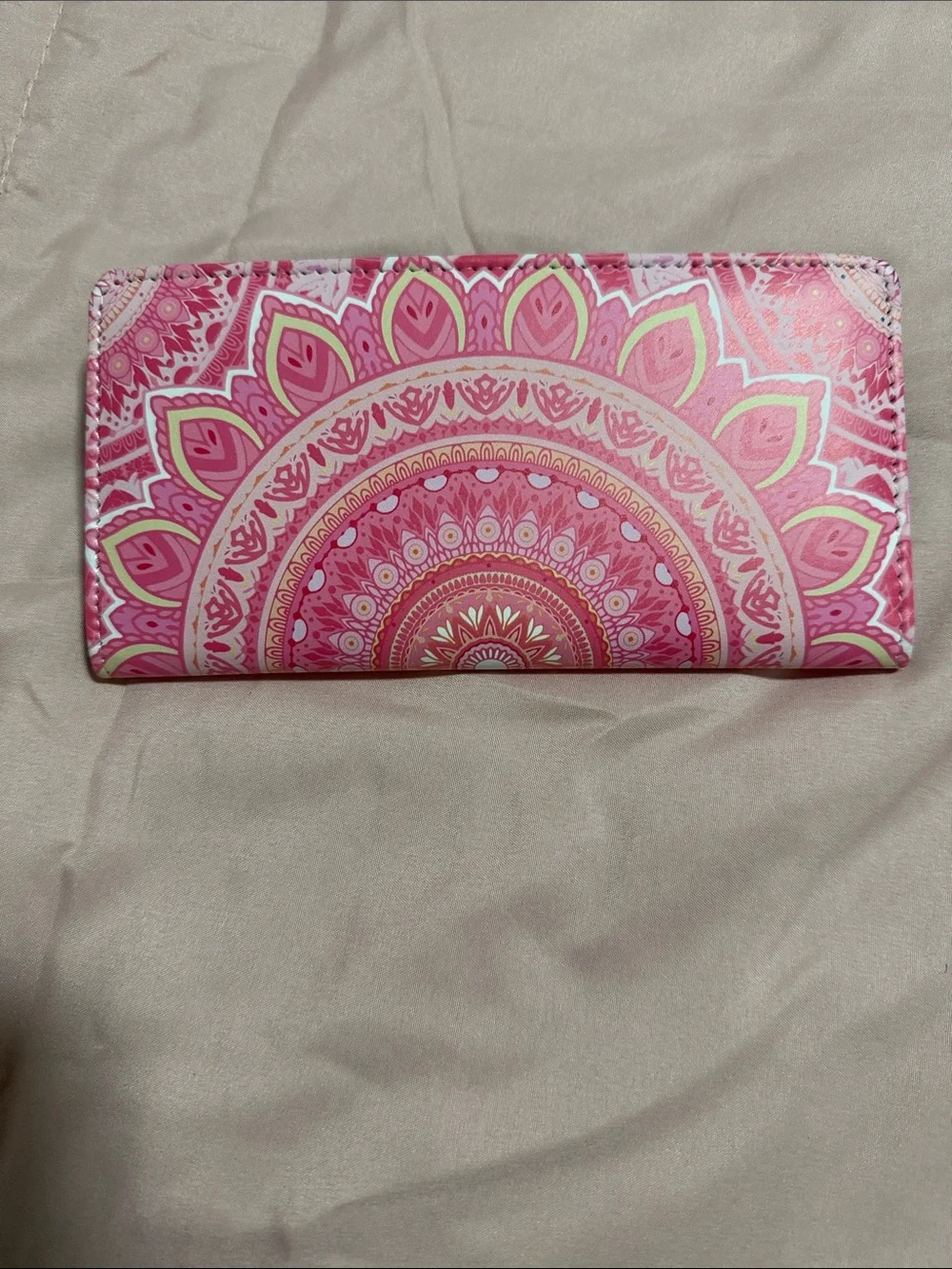 Pink Mandala Pattern Checkbook Wallet